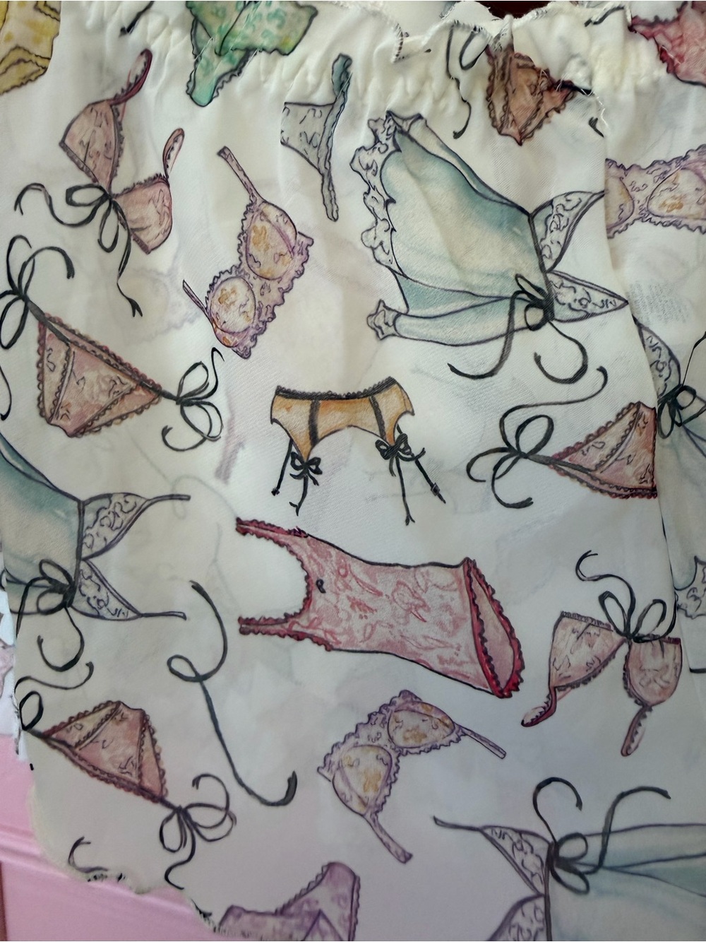Hanky Panky Ivory Sheer Camisole & Ruffle Shorts with Pastel Lingerie Print - Picture 6 of 6